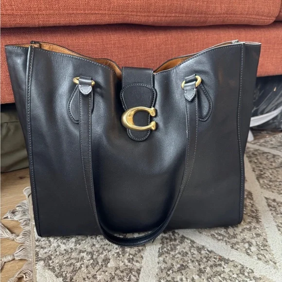 Coach Black Leather Theo Tote - Picture 2 of 9